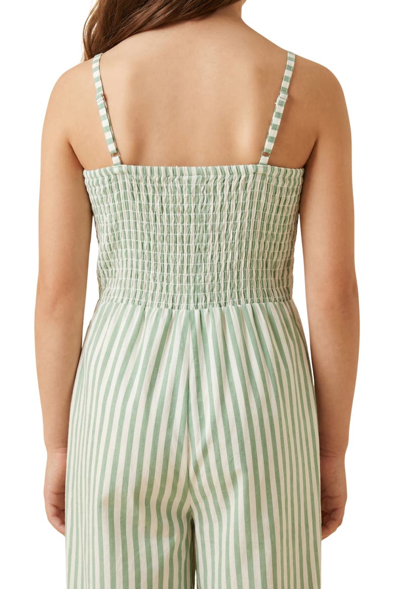 Kids' Striped Smocked Jumpsuit, Alternate, color, SAGE