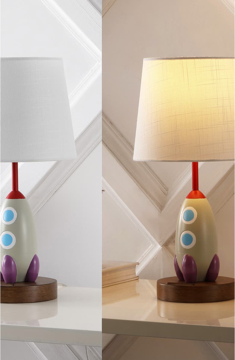 JONATHAN Y Houston 17.5" Coastal Style Iron/Resin Rocket LED Kids
Table Lamp with Phone Stand and USB Charging Port, Multi-Color, Alternate, color, Multi-Color