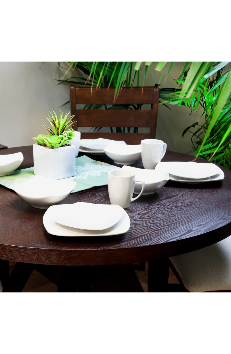 Gibson Zen Buffetware 16 piece Square Dinnerware Set, Alternate, color, White