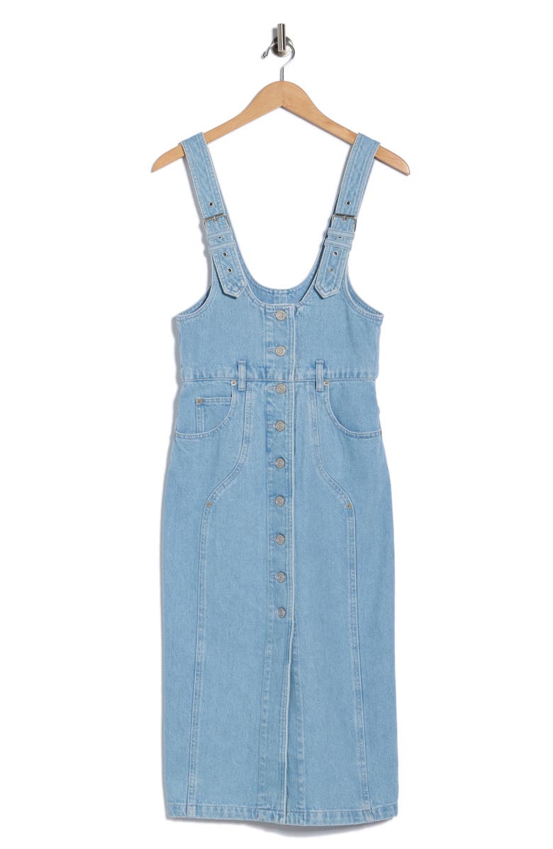 Isabel Marant Étoile Filipine Pinafore Denim Dress, Alternate, color, Light Blue
