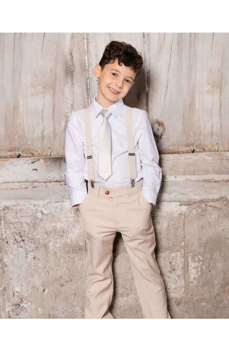 Deux par Deux Boy's Neck Tie Light Taupe Striped, Alternate, color, Light Taupe Striped
