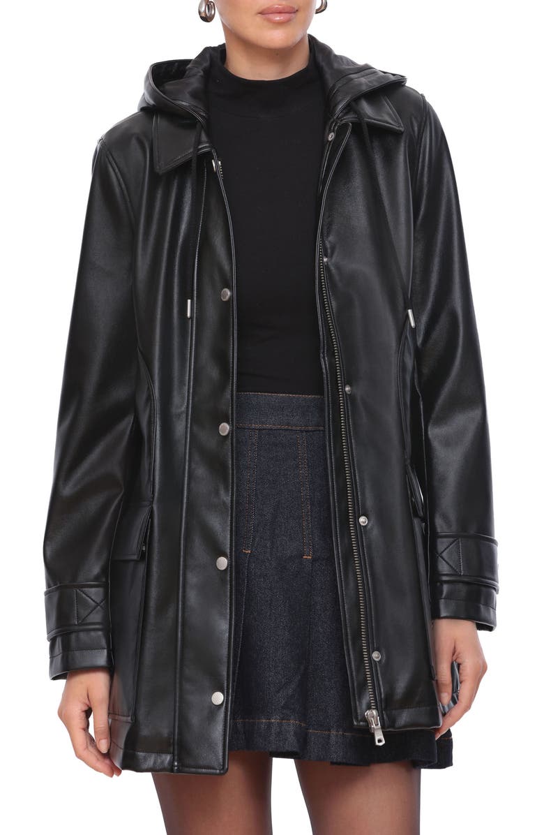 Avec Les Filles Faux Leather Hooded Jacket, Main, color,