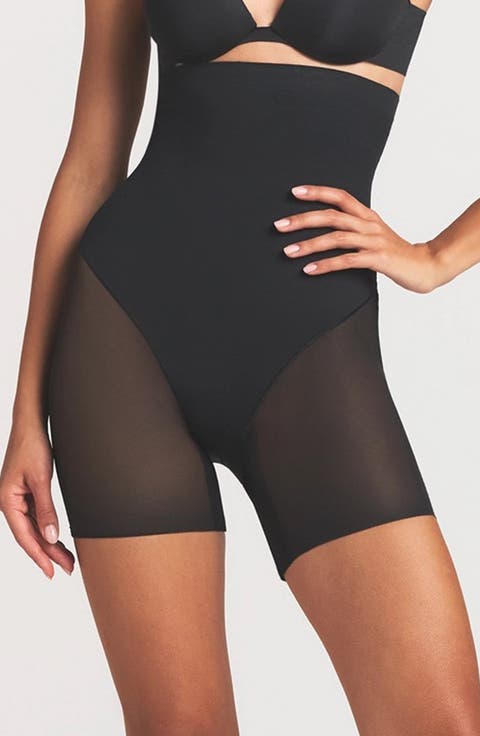 Powermesh Zoned High Waisted Shorts (Regular & Plus)