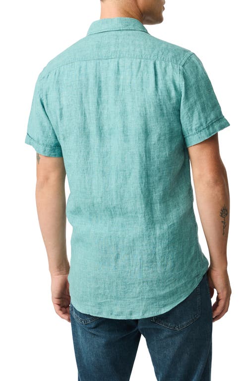 Rodd & Gunn Palm Beach Sports Fit Short Sleeve Linen Button-up Shirt In Green