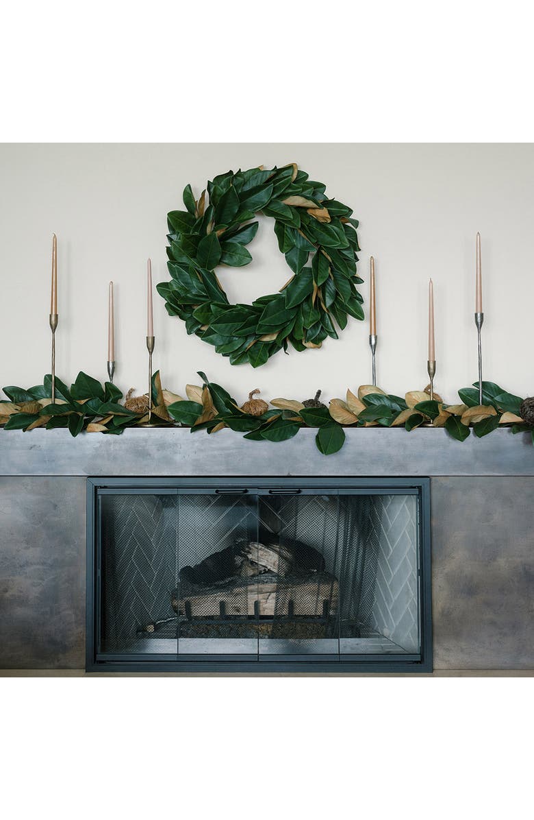 CG Hunter 30 inch Faux Green Magnolia Leaf Wreath, Alternate, color, Green