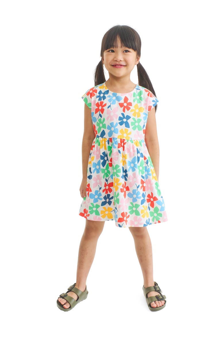 Kids Backyard Dress, Alternate, color, Ivory Rainbow Spring Blooms
