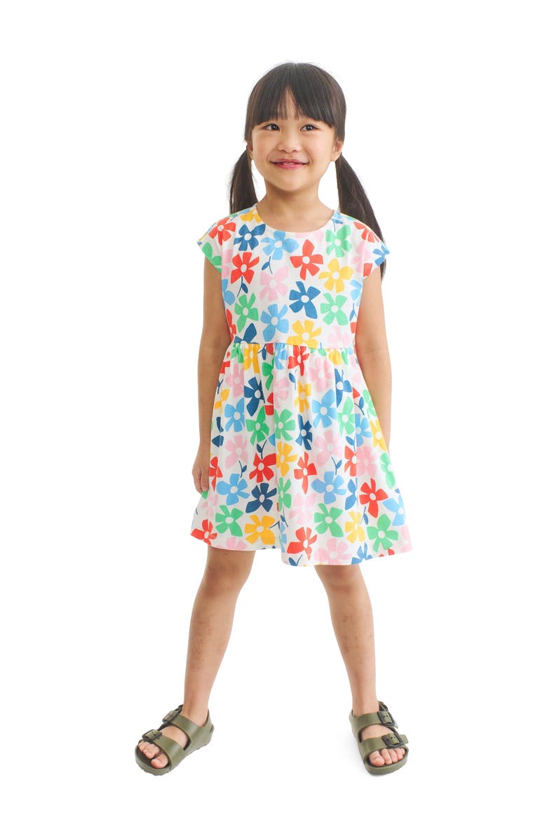 Primary Kids Backyard Dress, Alternate, color, Ivory Rainbow Spring Blooms