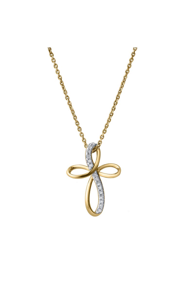 Ardent 10K Gold Diamond Cross Pendant - 0.10 CT, Main, color, 10K Yellow Gold