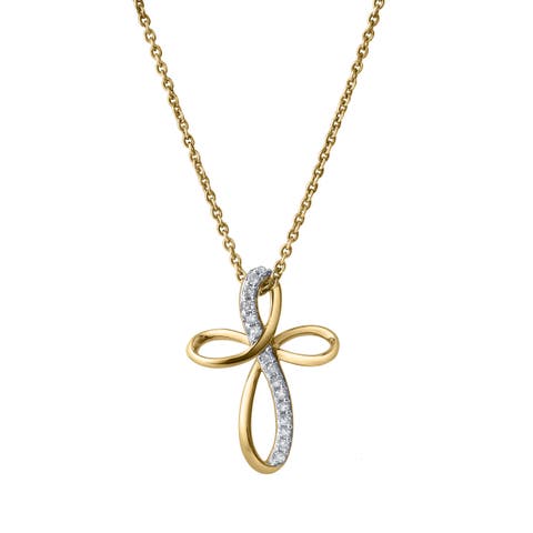 Ardent 10K Gold Diamond Cross Pendant - 0.10 CT