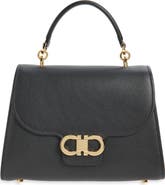 FERRAGAMO Medium Double Gancini Leather Top Handle Bag