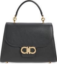 FERRAGAMO Medium Double Gancini Leather Top Handle Bag