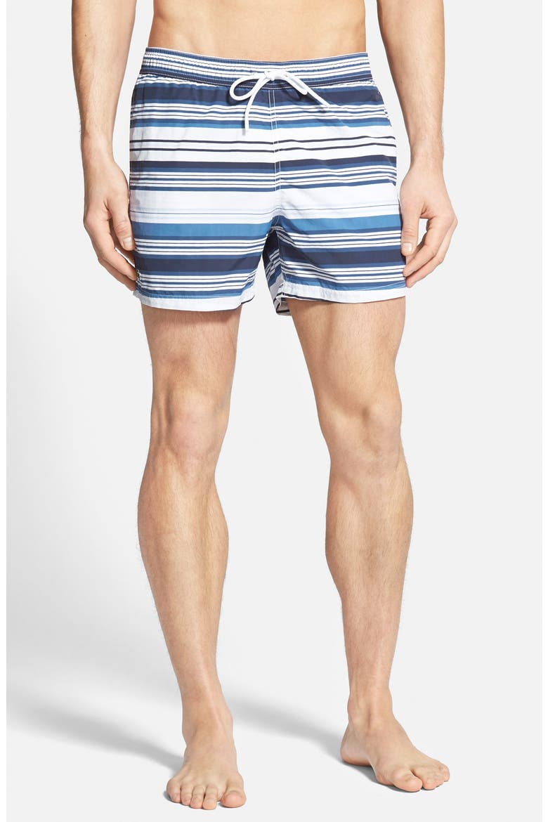 Stripe Poplin Swim Trunks, Alternate, color, NAVY/ WHITE