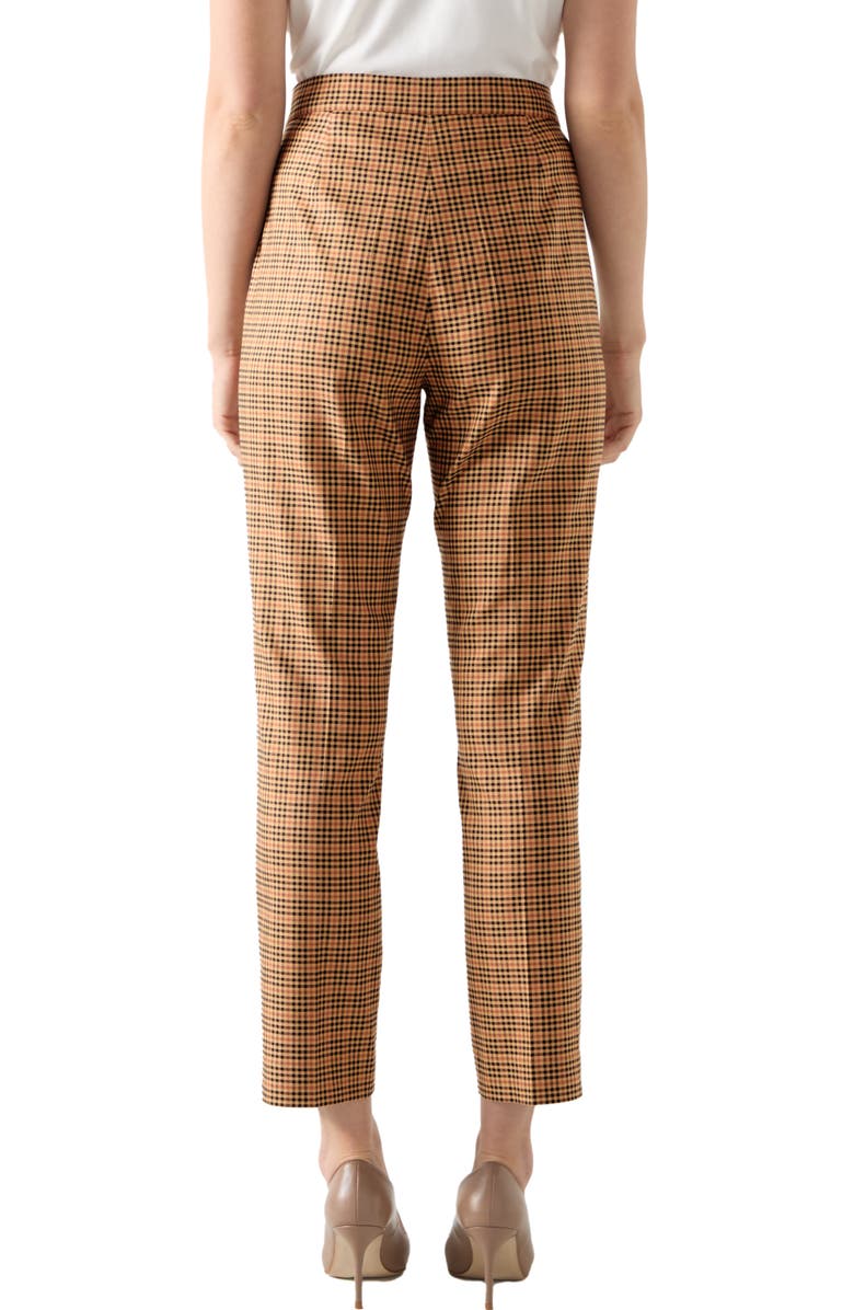 LK Bennett Amber Plaid Crop Pants, Alternate, color, Brown