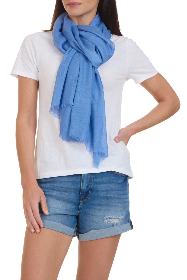 Solid Fringe Scarf, Main, color, SKY BLUE