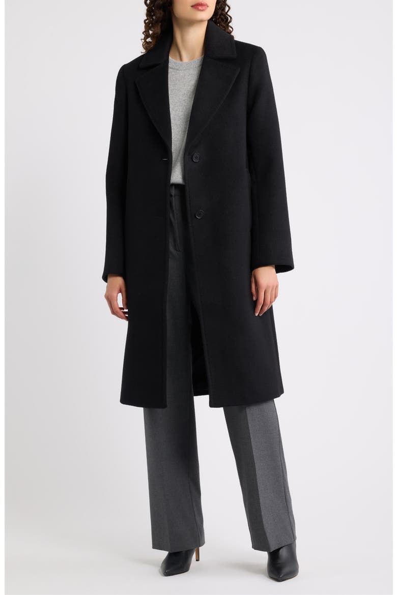 Wool & Cashmere Blend Reefer Coat, Main, color, BLACK