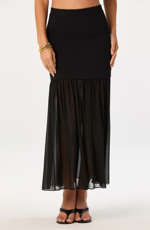 Halie Mixed Media Maxi Skirt