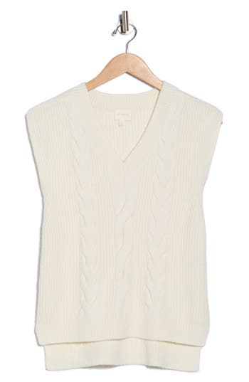 Cyrus Cable Knit Sweater Vest In Neutral