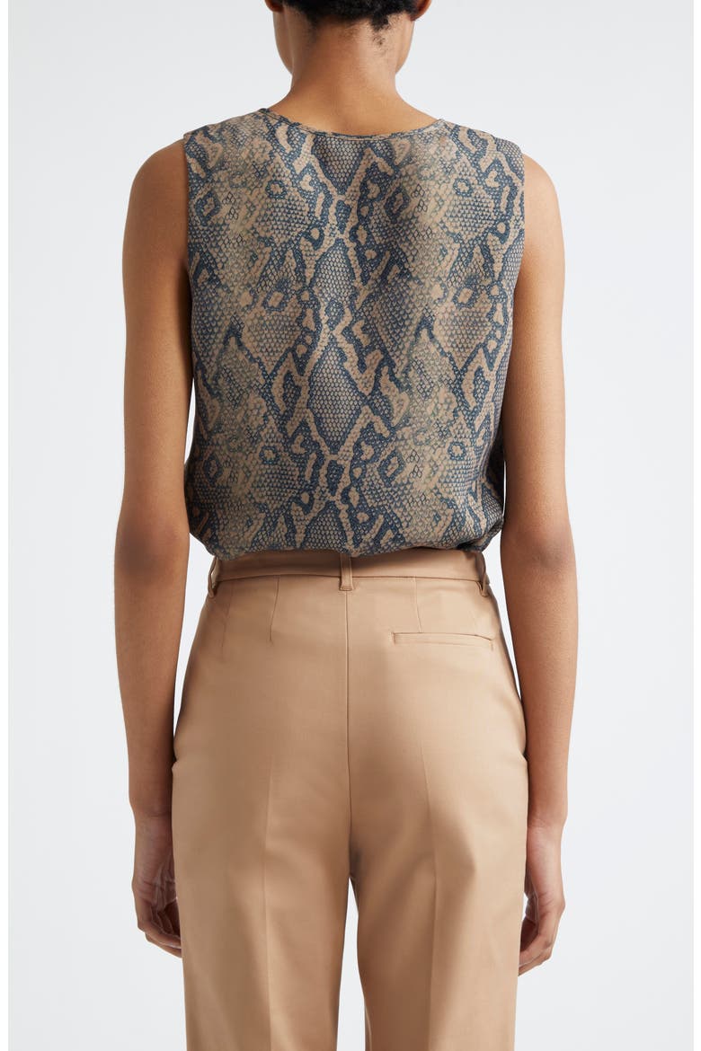 Snakeskin Print Tie Neck Sleeveless Top, Alternate, color, MULTI