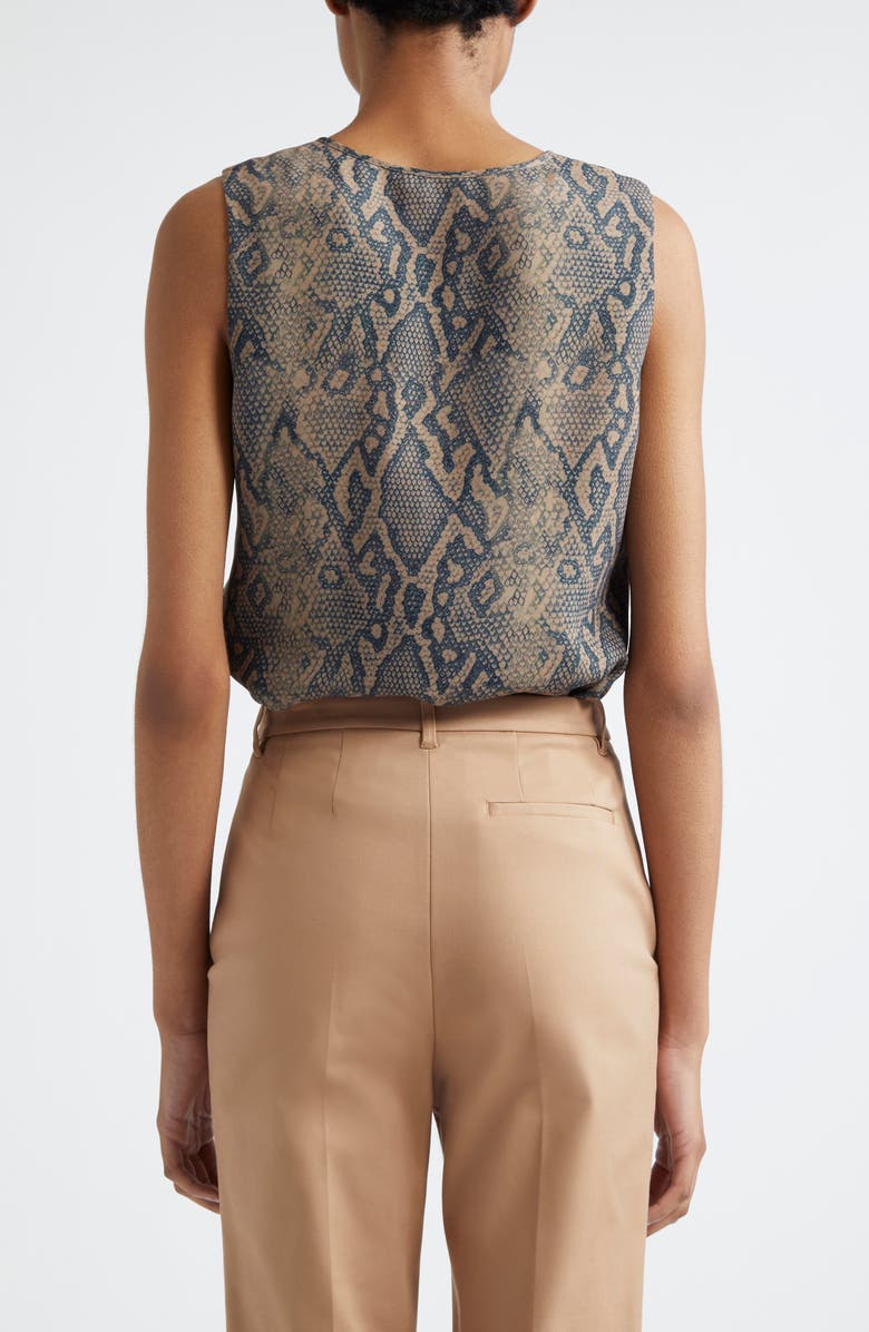 Emporio Armani Snakeskin Print Tie Neck Sleeveless Top, Alternate, color, Multi