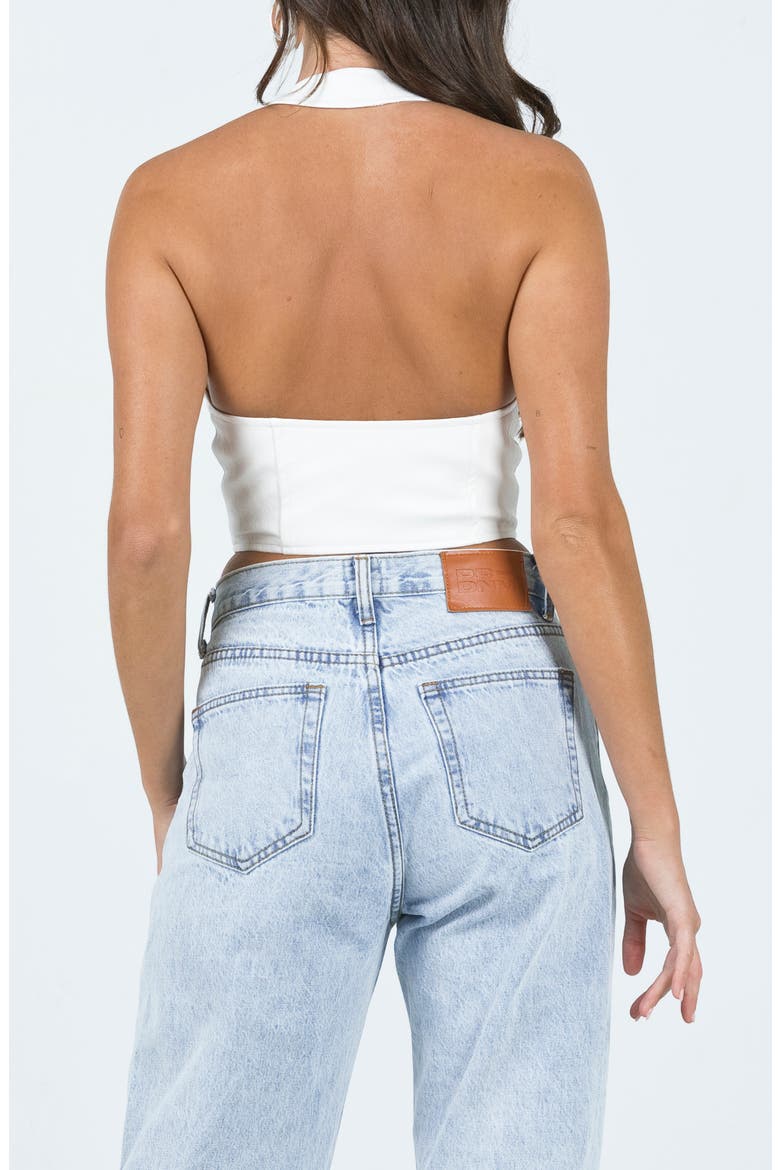 Palladia Jordy Grommet Faux Leather Corset Halter Top, Alternate, color, WHITE