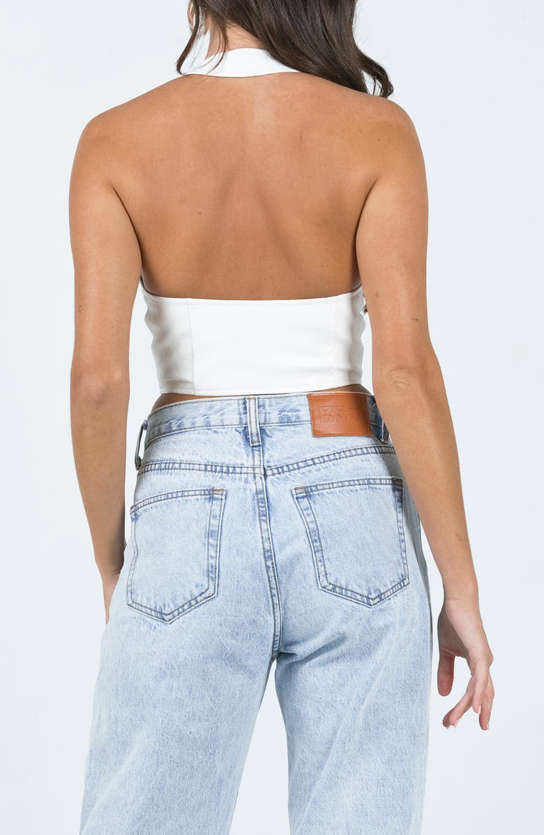 Princess Polly Palladia Jordy Grommet Faux Leather Corset Halter Top, Alternate, color, White