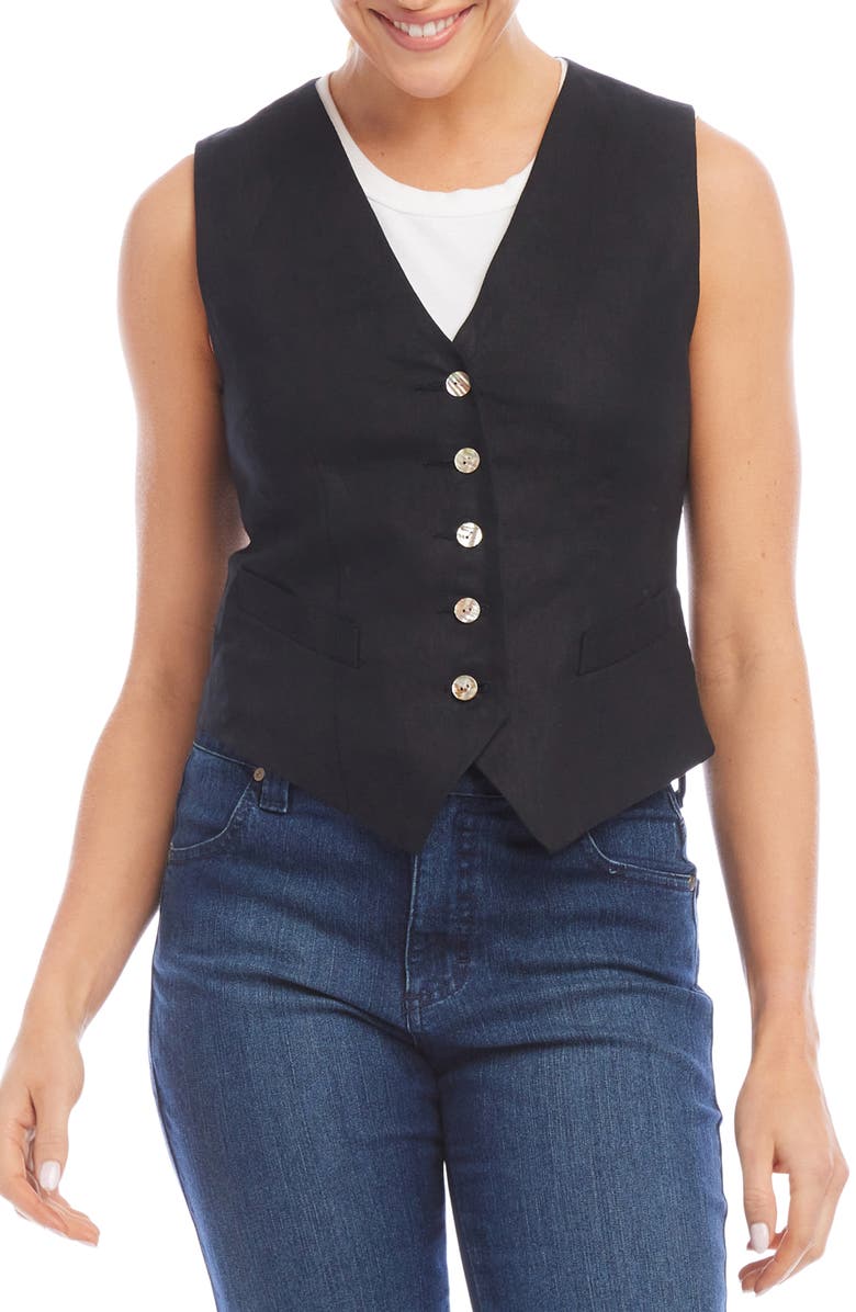 Karen Kane Linen Vest, Main, color, 