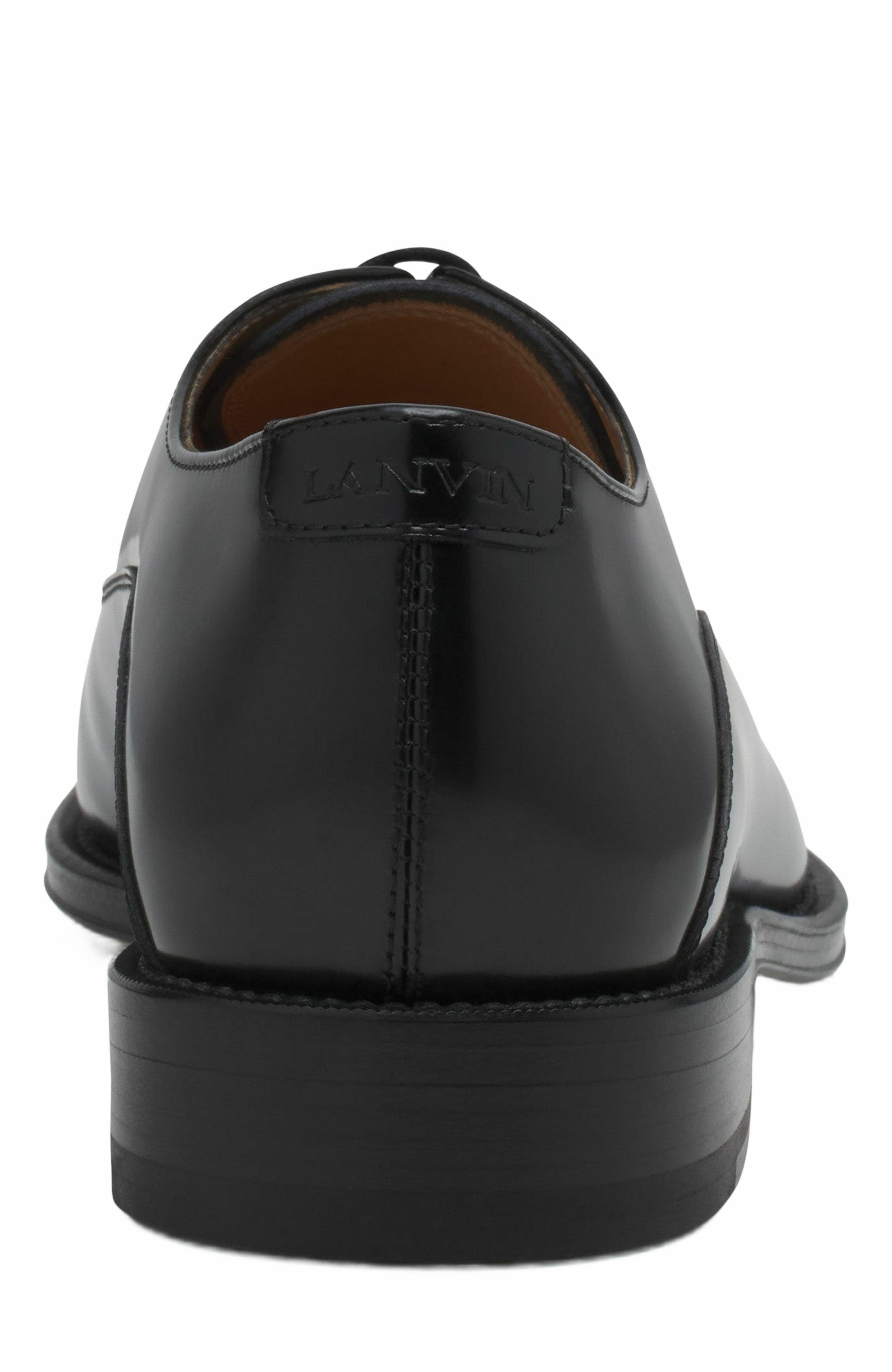 Lanvin Signature Leather Oxford Shoes, Alternate, color, Black
