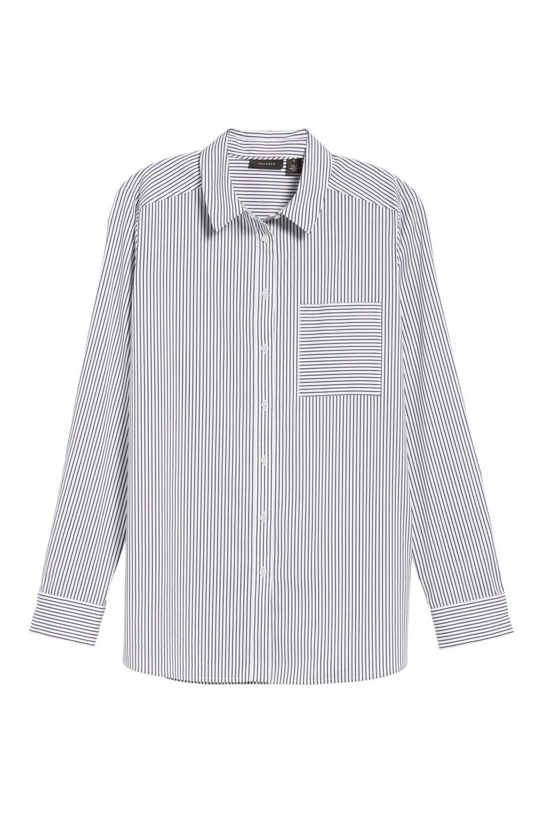 Stretch Woven Shirt, Alternate, color, WHITE- BLACK STRIPE
