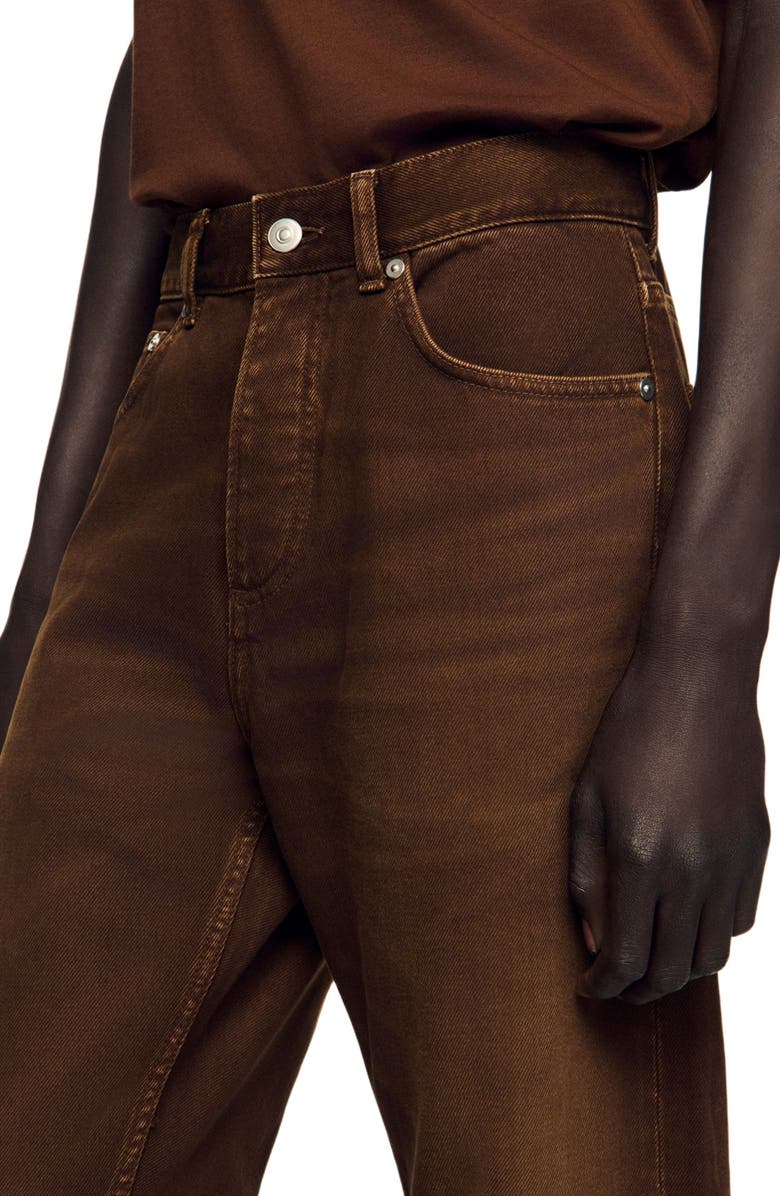 SANDRO Regular washed-effect jeans, Alternate, color, Tobacco Brown
