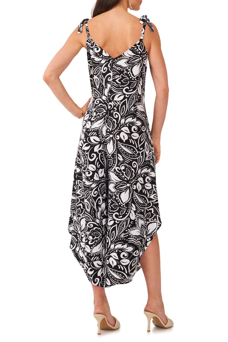 Tie Shoulder Crop Asymmetric Wide Leg Jumpsuit, Alternate, color, RICH BLACK