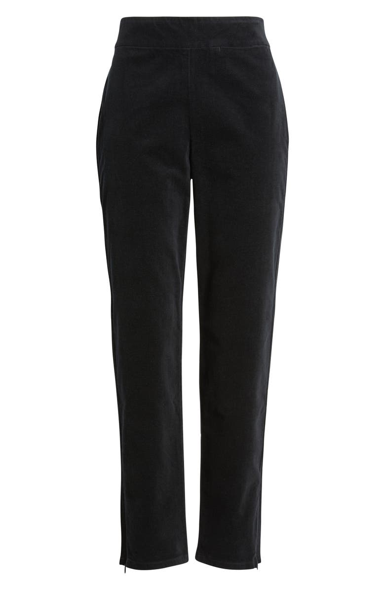 Eileen Fisher Zip Hem Slim Fit Stretch Organic Cotton Ankle Pants, Alternate, color, Black