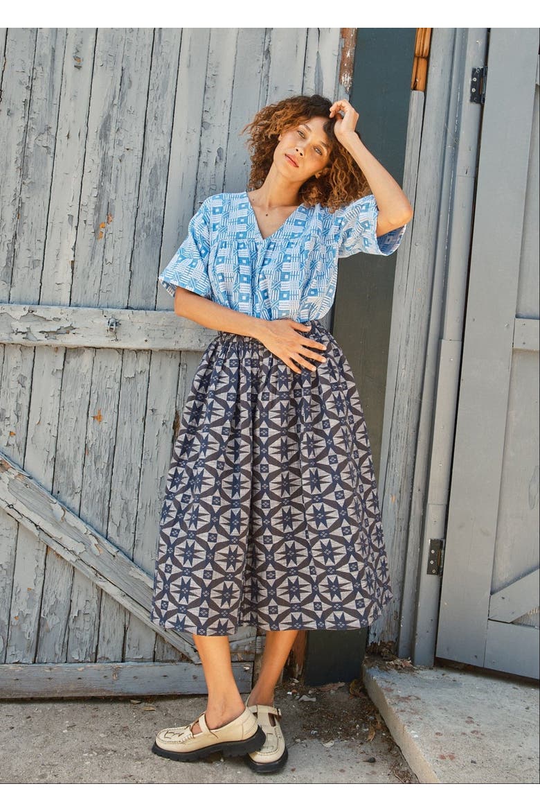 Riri Below the Knee Pull-on Skirt, Alternate, color, Compass