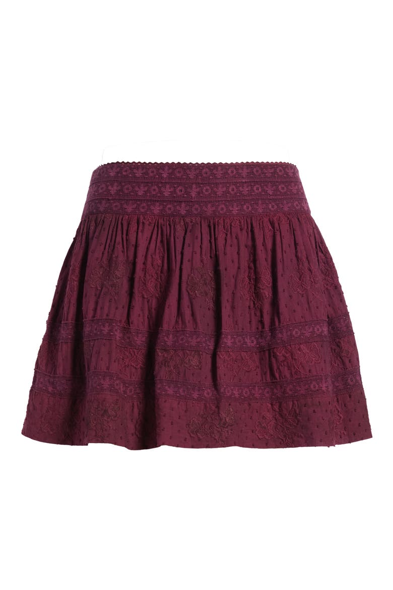 Anwen Embroidered Miniskirt, Alternate, color, FADED MERLOT