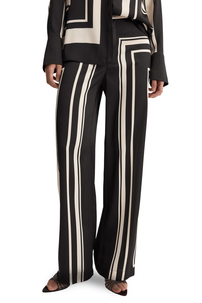 Satin Wide Leg Pants, Main, color, BLACK