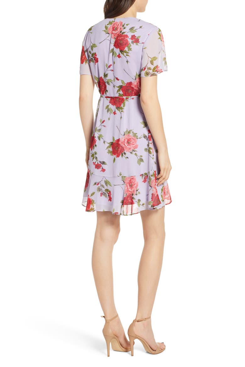 Isabella Wrap Minidress, Alternate, color, LILAC RED FLORAL