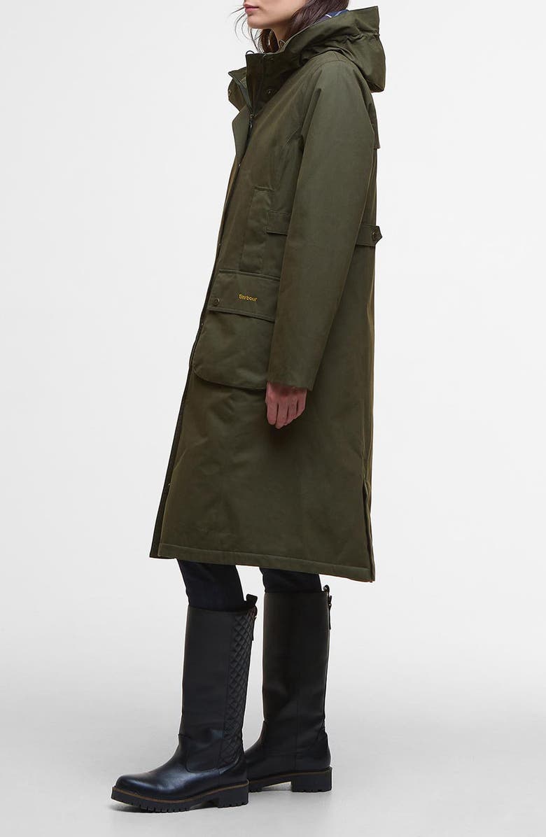Barbour Bamburgh Hooded Waterproof Jacket, Alternate, color, Olive/ Classic