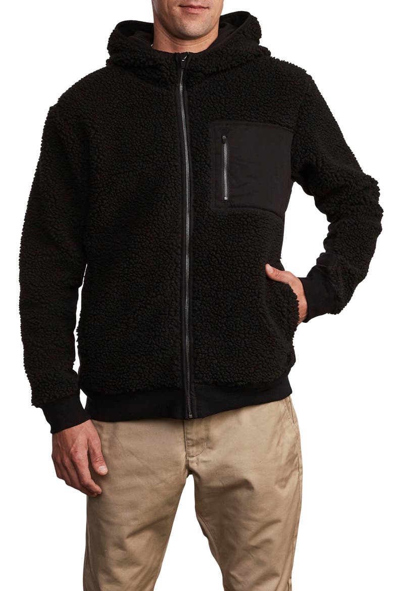 Knoll Fleece Zip Hoodie, Main, color, BLACK