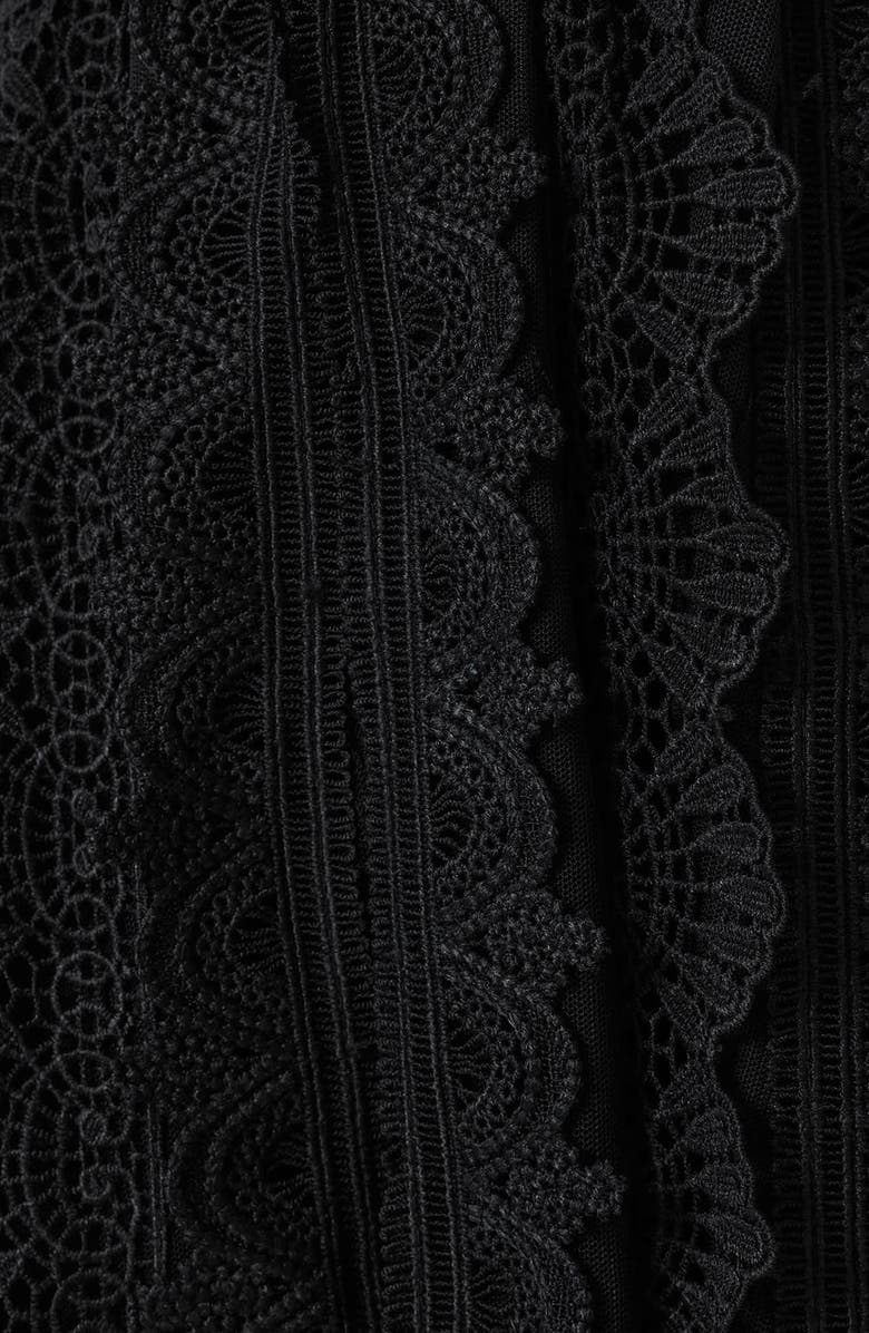 AllSaints Vashtie Mixed Lace Handkerchief Hem Skirt, Alternate, color, Black