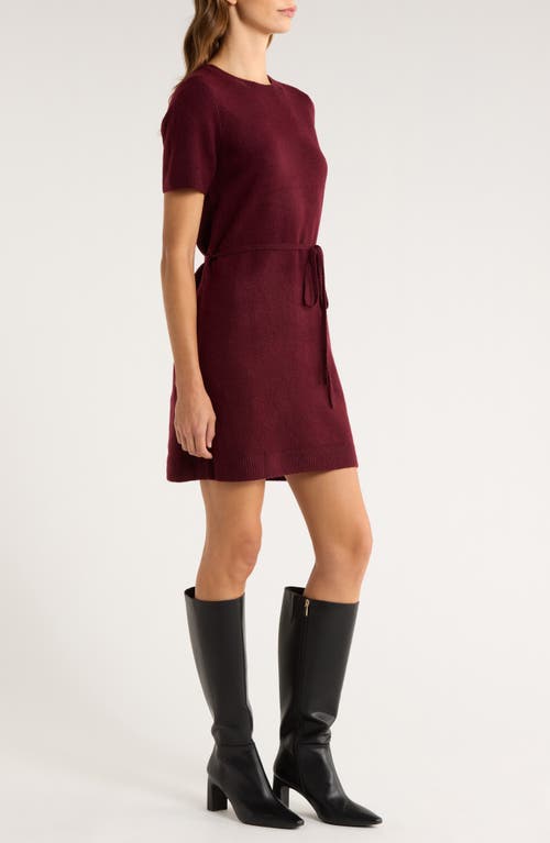 Halogenr Halogen(r) Short Sleeve Tie Waist Sweater Dress In Red