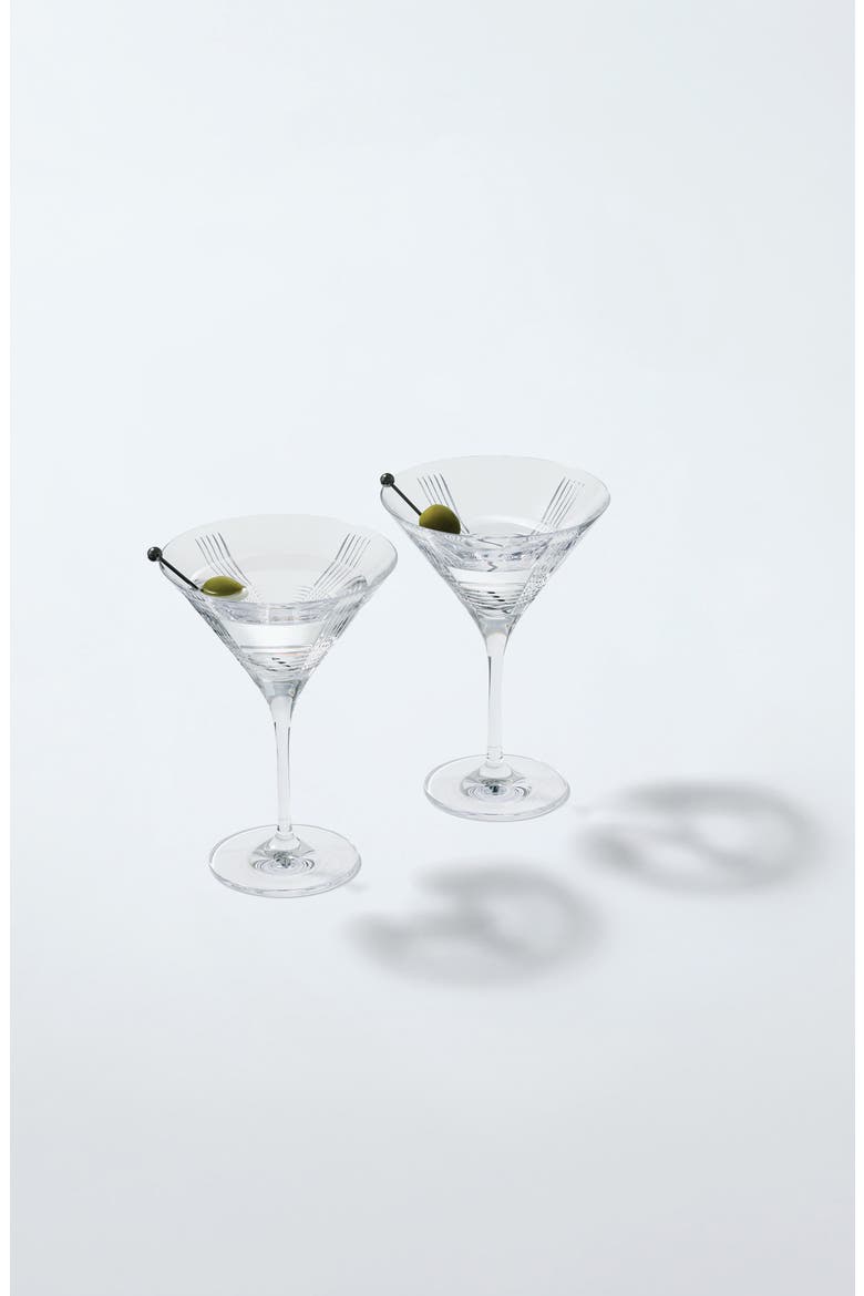Marquis Vector Set of 2 Crystal Martini Glasses, Alternate, color, CLEAR