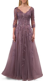 La Femme A-line Tulle Mother of the Bride Dress with Gorgeous Beaded Lace