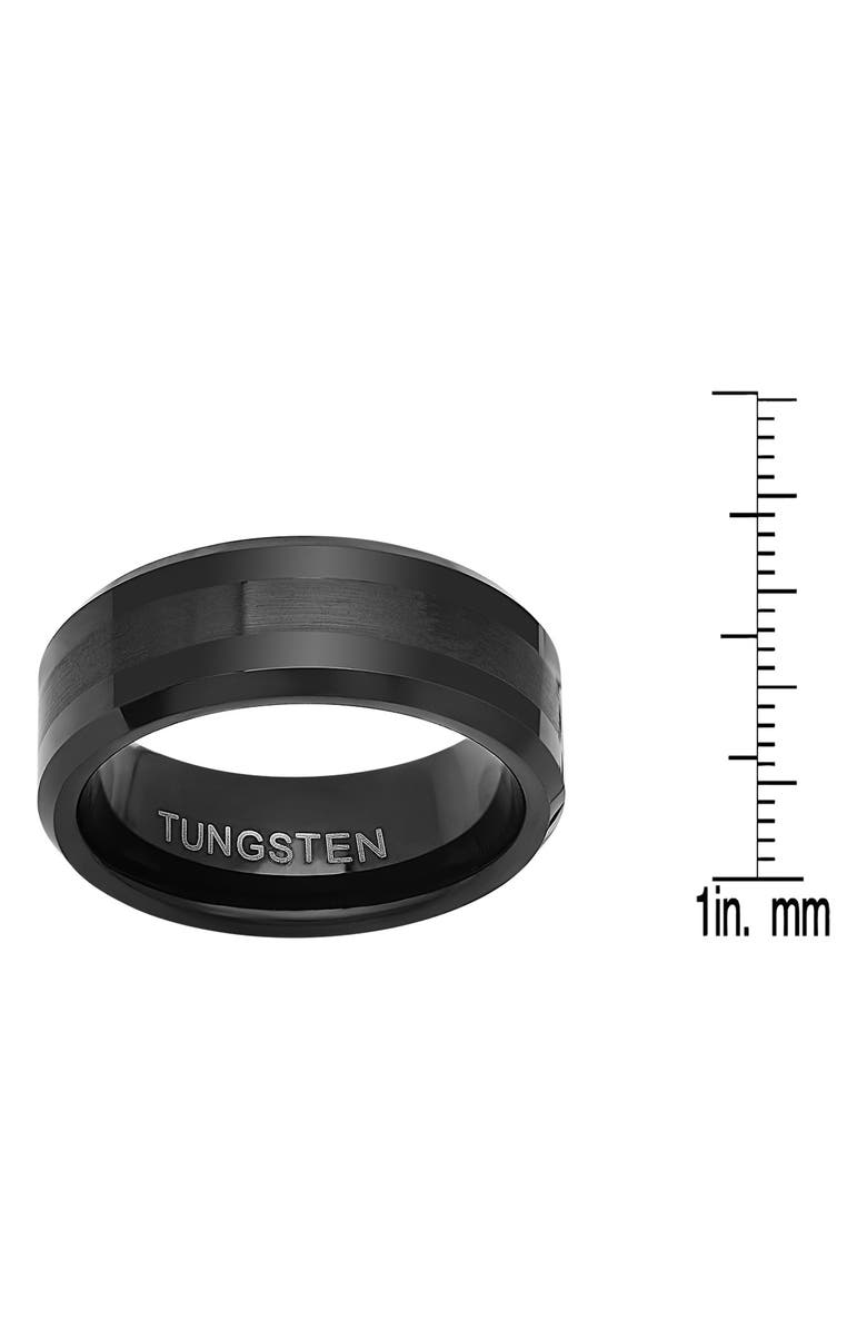 HMY JEWELRY Men's Brushed Black Tungsten Ring, Alternate, color, Black