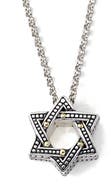 SAMUEL B. 18K Gold & Sterling Silver Star of David Pendant Necklace