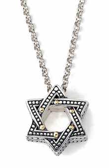 SAMUEL B. 18K Gold & Sterling Silver Star of David Pendant Necklace