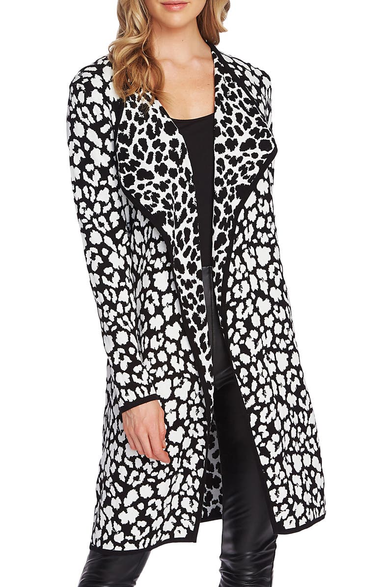 Vince Camuto Cheetah Open Front Maxi Cardigan, Main, color,