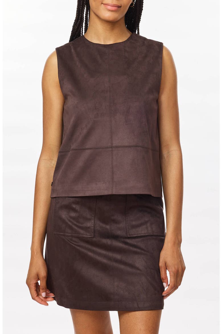 Reversible Faux Suede Vest, Main, color, SEAL BROWN