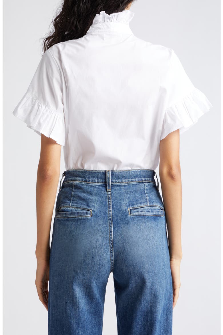 Vanessa Ruffle Detail Cotton Blouse, Alternate, color, WHITE