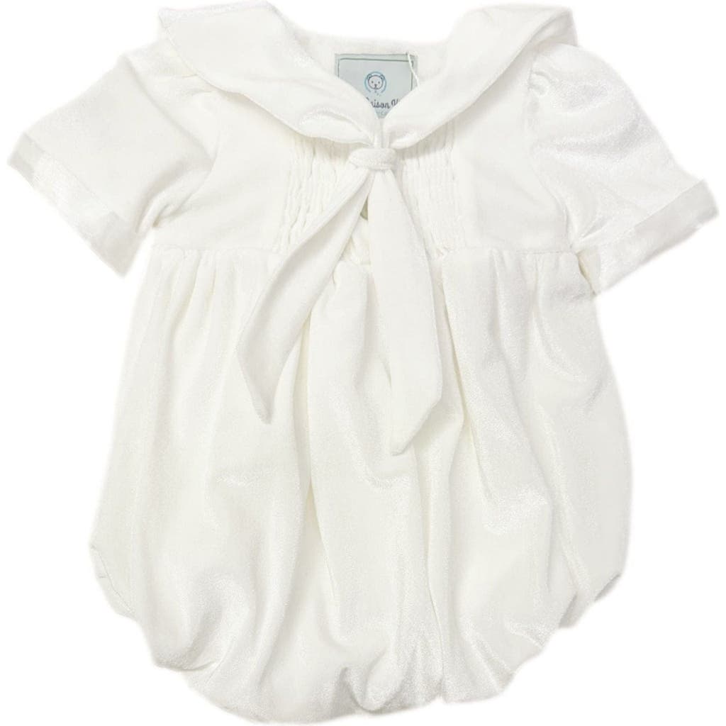 Petite Maison Kids Helenus Velour Ivory Romper In Ivory