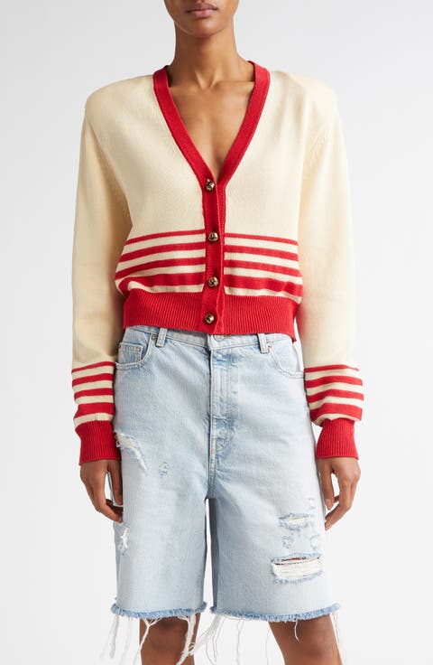 Nico Stripe Crop Cardigan