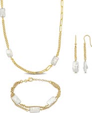 DELMAR Cultured Pearl Earrings, Bracelet & Necklace Set